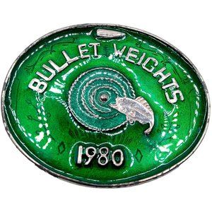 Bullet Weights Belt Buckle Fishing Sinkers Vintage 1980 Green Fisherman Fish